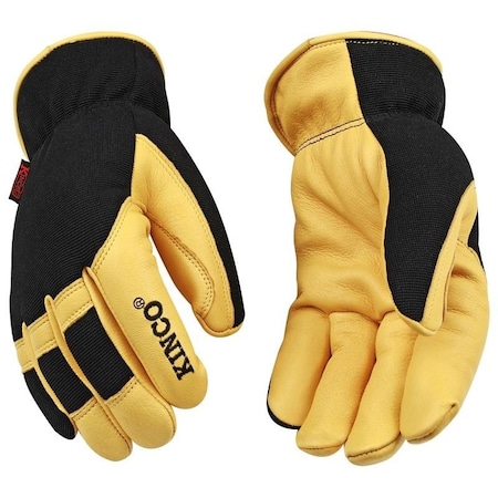 Safety Gloves, Men's, XL, Wing Thumb, Shirred Elastic Wrist Cuff, PolyesterSpandex Back, Gold